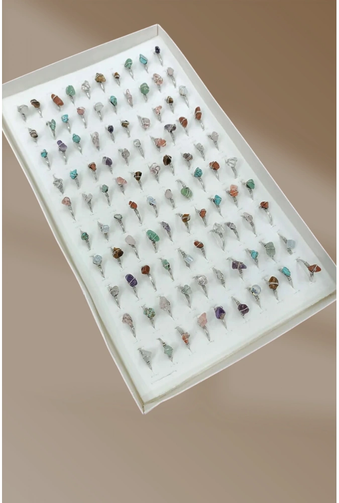 Doğal Taşlı Yüzük Çeşitleri Gümüş (100 Adet ) ( Adet Fiyatı 20TL)