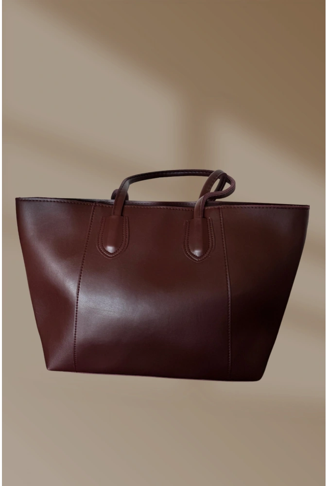 Fermuarlı İçi Cepli Bordo Kadın El Ve Omuz Çantası