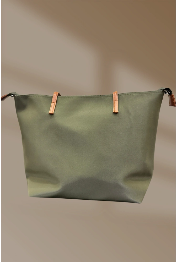 Fermuarlı İçi Cepli Saten Yeşil Kadın El Ve Omuz Çantası