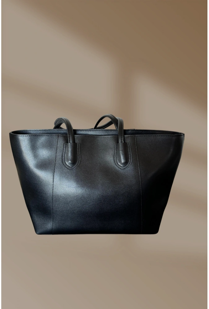 Fermuarlı İçi Cepli Siyah Kadın El Ve Omuz Çantası