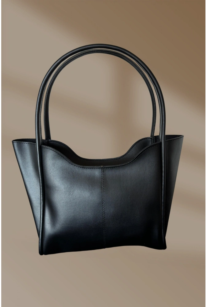 Fermuarlı Siyah Kadın El Ve Omuz Çantası