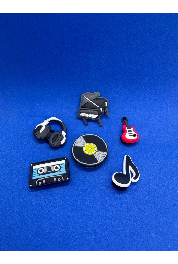 Müzik Temalı Charm 6lı Premium İthal Crocs Sandalet terlik Süsleri / Jibbitz
