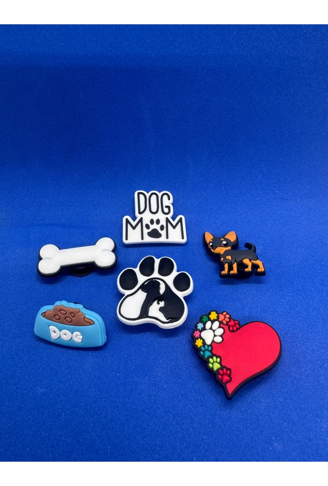 Sevimli Köpekler Temalı Charm 6lı Premium İthal Crocs Sandalet terlik Süsleri / Jibbitz