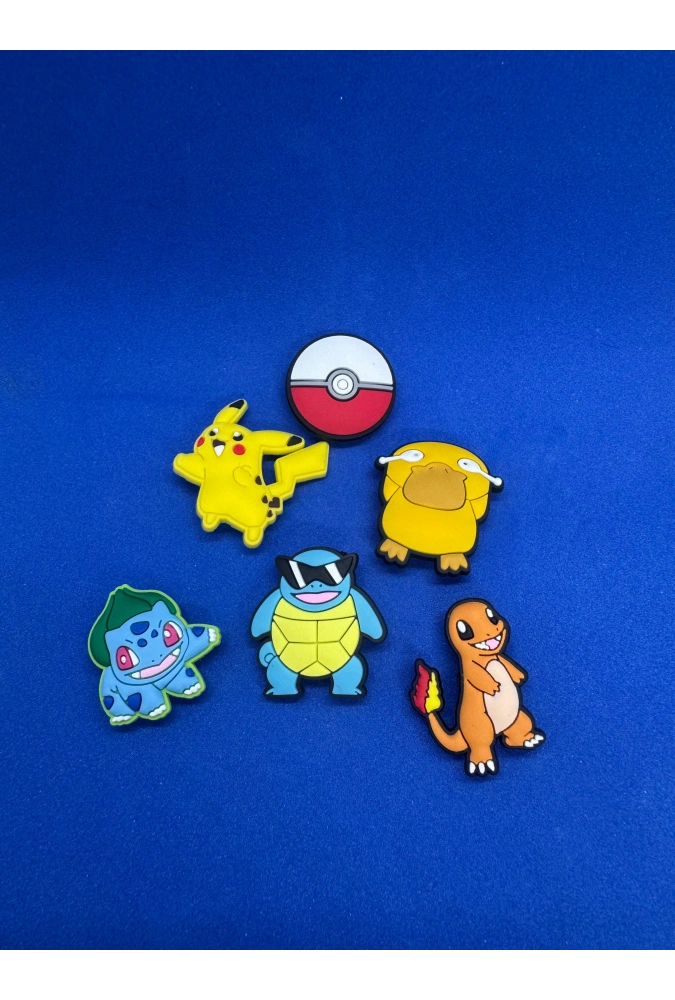 Pokemon Çizgi Film 2 Temalı Charm 6lı Premium İthal Crocs Sandalet terlik Süsleri / Jibbitz