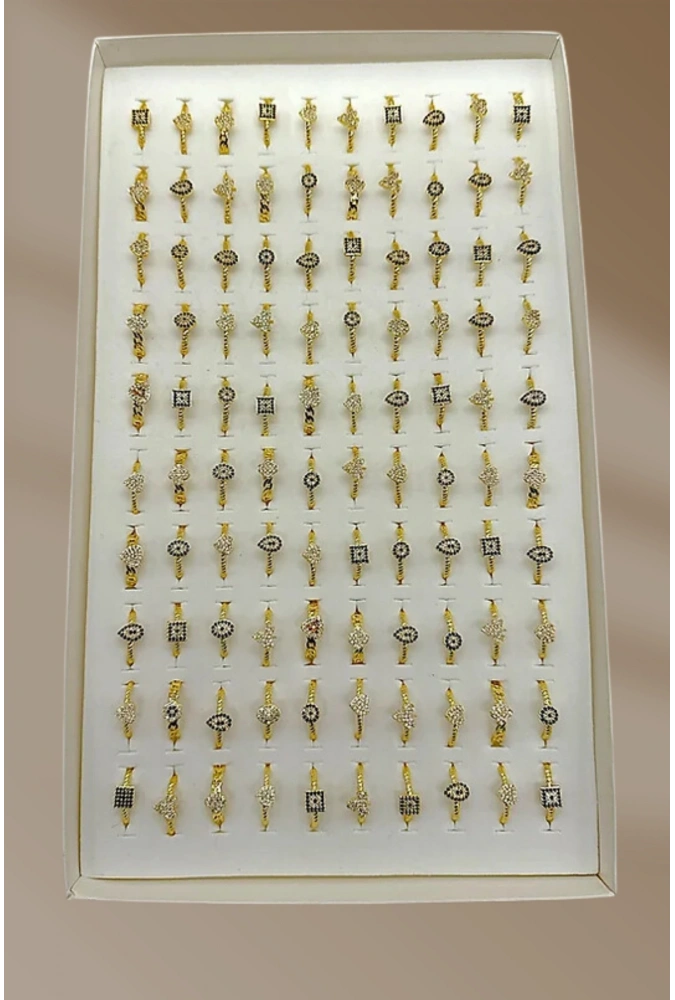 Kadın Zirkon Taşlı Nazar Yüzük 100 Adet (Adet Fiyatı 32 TL)