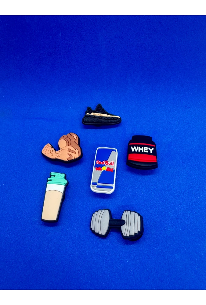 Fitness Spor Temalı Charm 6lı Premium İthal Crocs Sandalet terlik Süsleri / Jibbitz