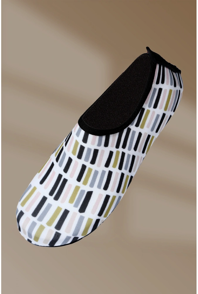 8li Kaydırmaz Kauçuk Taban Neoprene Çizgi Desenli Deniz Ayakkabısı (36-40),(8 Adet)