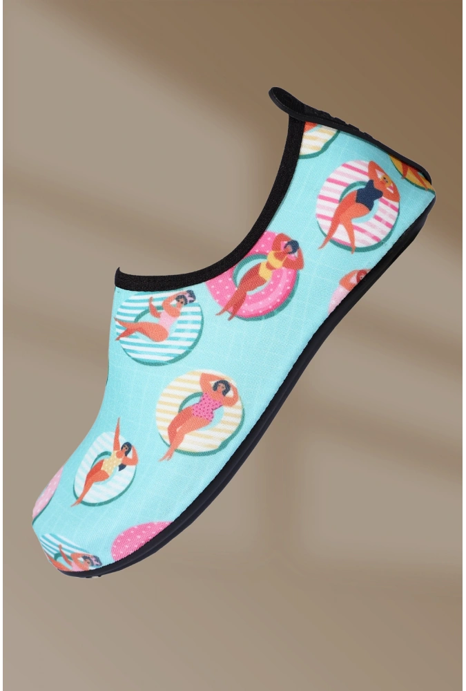 8li Kaydırmaz Kauçuk Taban Neoprene Kadın Desenli Deniz Ayakkabısı (36-40),(8 Adet)