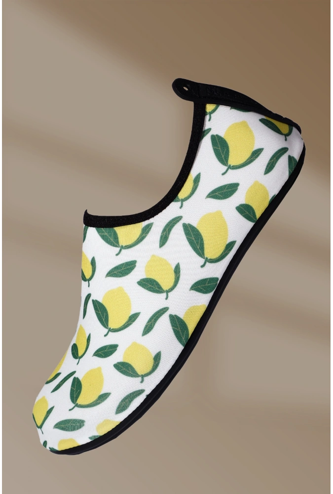 8li Kaydırmaz Kauçuk Taban Neoprene Limon Desenli Deniz Ayakkabısı (36-40),(8 Adet)