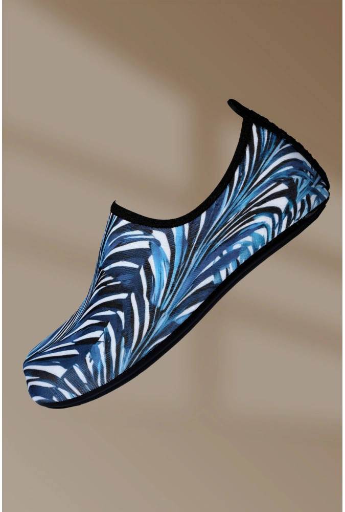 8li Kaydırmaz Kauçuk Taban Neoprene Mavi Desenli Deniz Ayakkabısı (36-40),(8 Adet)