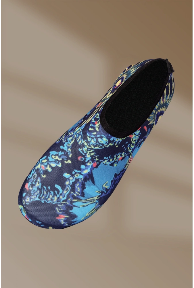 8li Kaydırmaz Kauçuk Taban Neoprene Mavi Desenli Deniz Ayakkabısı (36-40),(8 Adet)