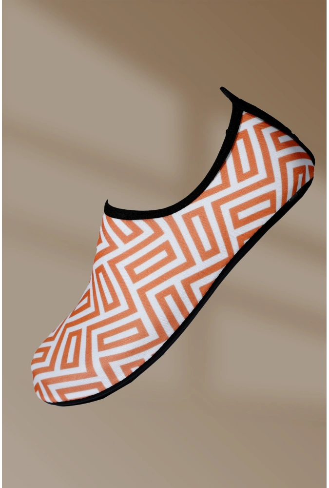 8li Kaydırmaz Kauçuk Taban Neoprene Turuncu Desenli Deniz Ayakkabısı (36-40),(8 Adet)