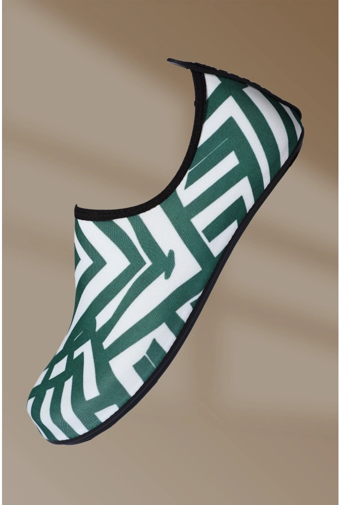 8li Kaydırmaz Kauçuk Taban Neoprene Yeşil Desenli Deniz Ayakkabısı (36-40),(8 Adet)