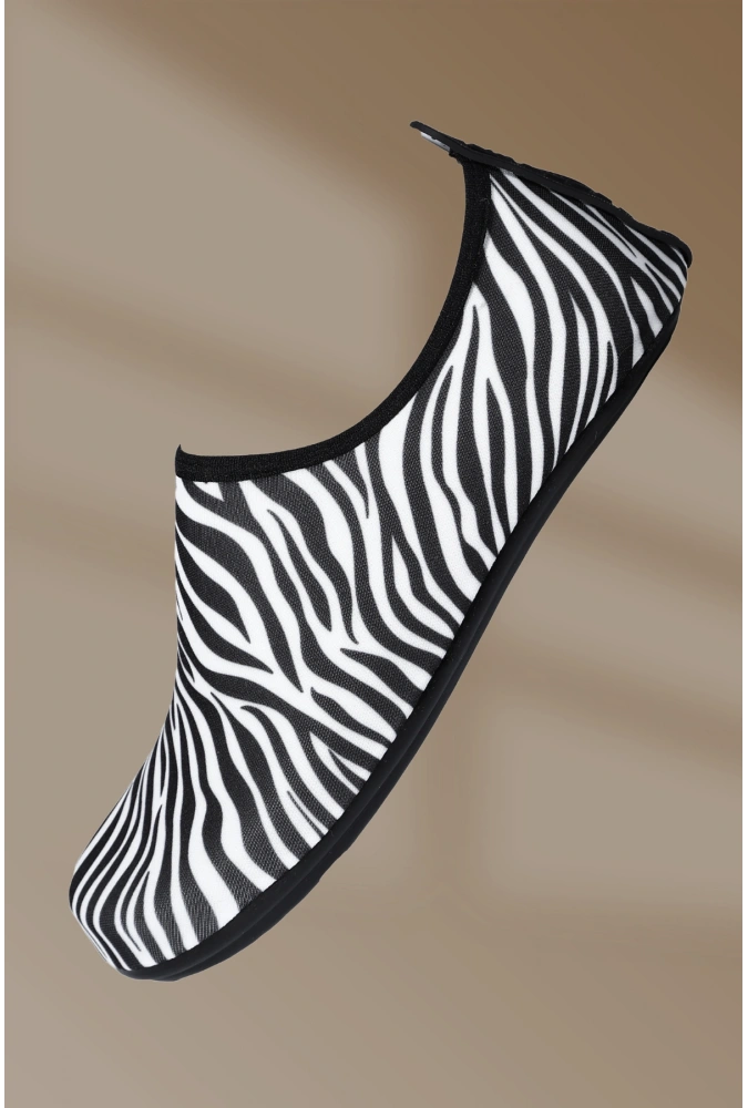8li Kaydırmaz Kauçuk Taban Neoprene Zebra Desenli Deniz Ayakkabısı (36-40),(8 Adet)