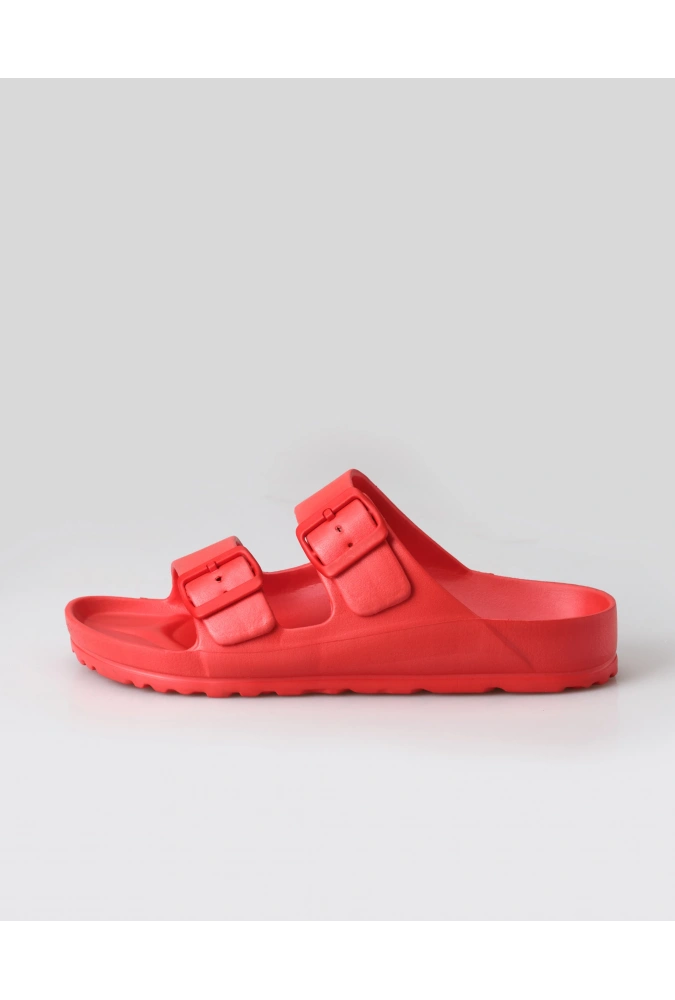 Toptan / 12li Kırmızı Kadın Eva Çift Bant Terlik (36-41)