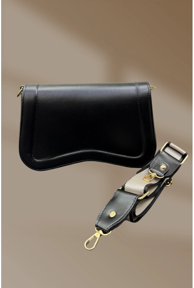 Klipsli Siyah Kadın El Ve Omuz Çantası