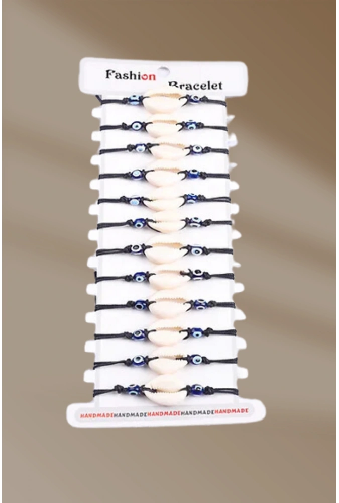 Makrome Deniz Kabuğu Kadın Bileklik ( 12 Adet) (Adet Fiyatı 12)