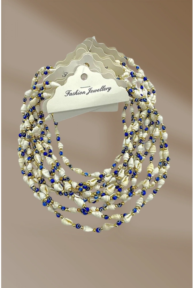 Nazar Boncuklu Deniz Kabuklu Kolye 12li ( Adet Fiyatı 30 TL)