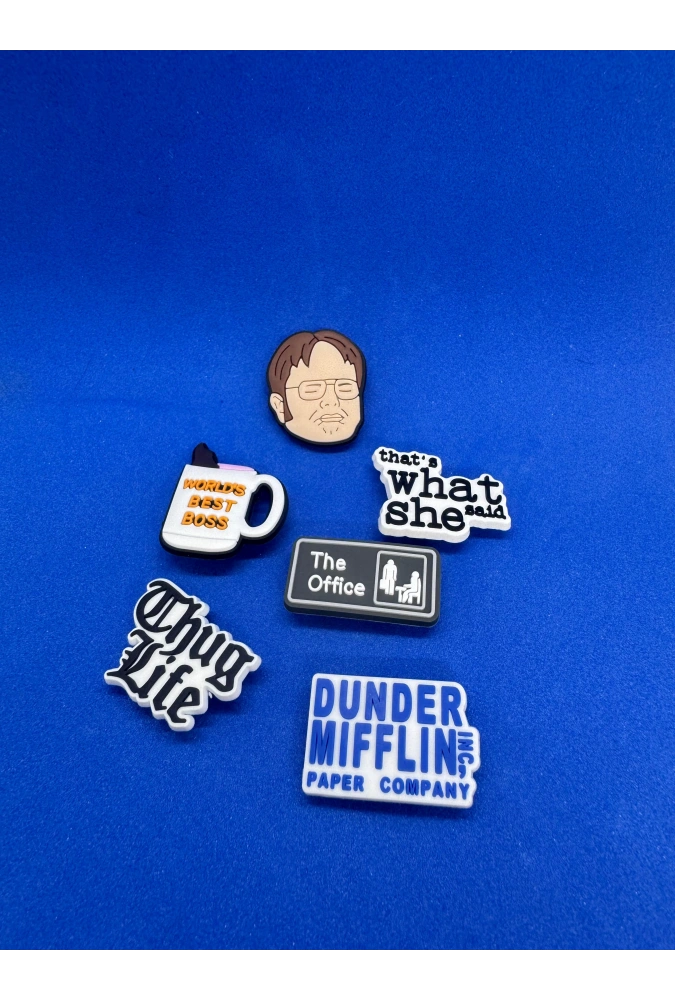 The Office Dizi Temalı Charm 6lı Premium İthal Crocs Sandalet terlik Süsleri / Jibbitz