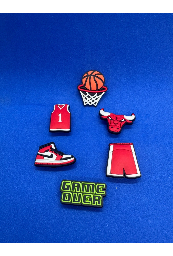 Basketbol NBA Temalı Charm 6lı Premium İthal Crocs Sandalet terlik Süsleri / Jibbitz