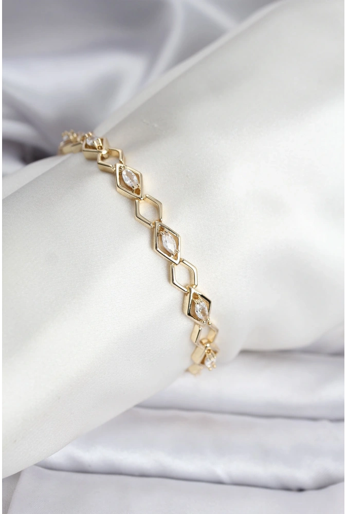 Shoecide 14k Gold Renk Kaplama Baklava Dilim Model Kadın Bileklik