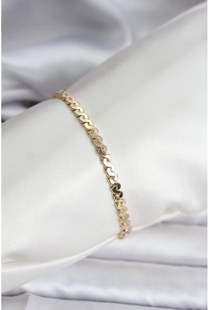 Shoecide 14k Gold Renk Kaplama Ezme Yılan Zincir Model Cm Kadın Bileklik