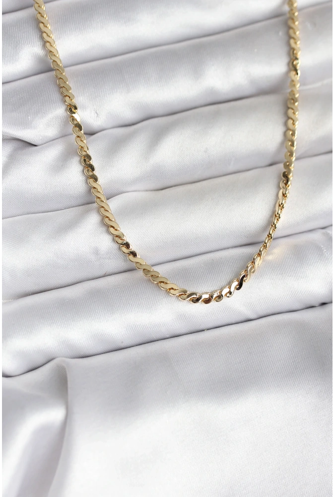 Shoecide 14k Gold Renk Kaplama Ezme Yılan Zincir Model Cm Kadın Kolye