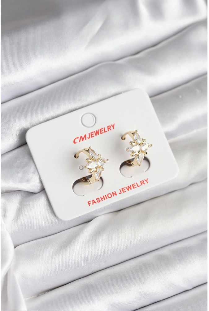 Shoecide 14k Gold Renk Kaplama Kutup Yıldız Zirkon Taşlı Cm Kadın Küpe