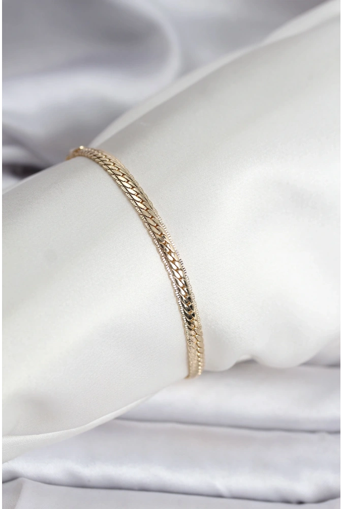 Shoecide 14k Gold Renk Kaplama Lazer Ezme Zincir Model Cm Kadın Bileklik