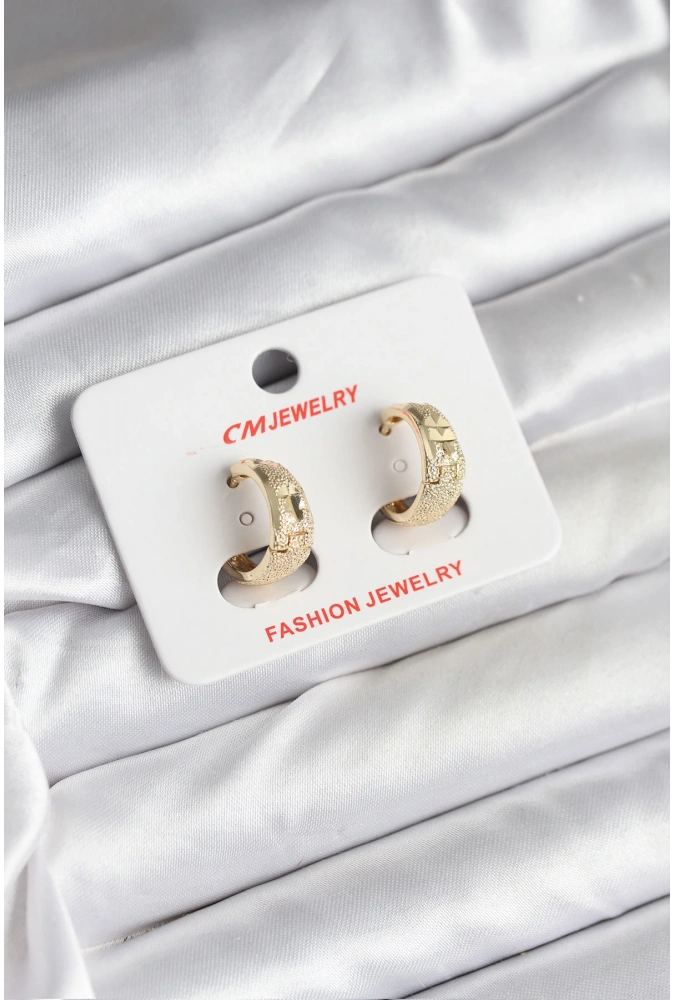 Shoecide 14k Gold Renk Kaplama Lazer Halka Cm Kadın Küpe