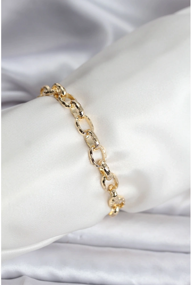 Shoecide 14k Gold Renk Kaplama Lazerli Zincir Model Cm Kadın Bileklik