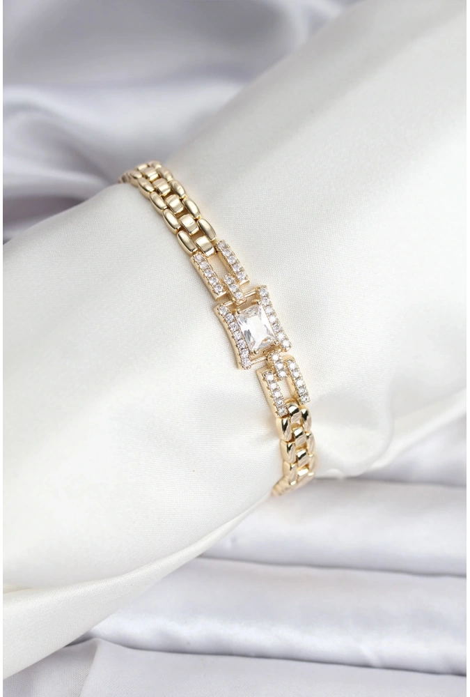 Shoecide 14k Gold Renk Kaplama Zirkon Kare Taşlı Cm Kadın Bileklik