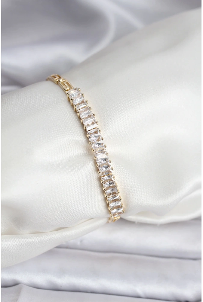 Shoecide 14k Gold Renk Kaplama Zirkon Taşlı Baget Model Cm Kadın Bileklik