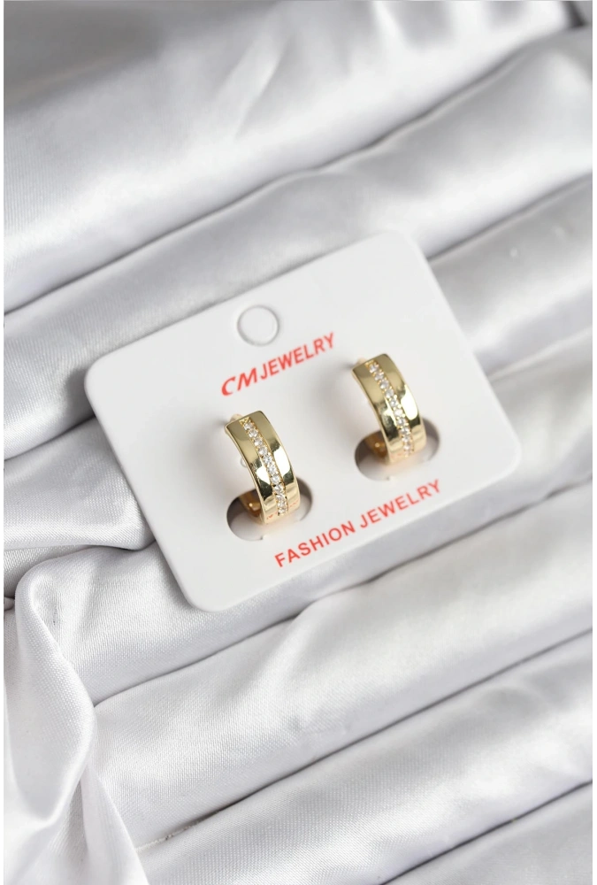 Shoecide 14k Gold Renk Kaplama Zirkon Taşlı Halka Model Cm Kadın Küpe