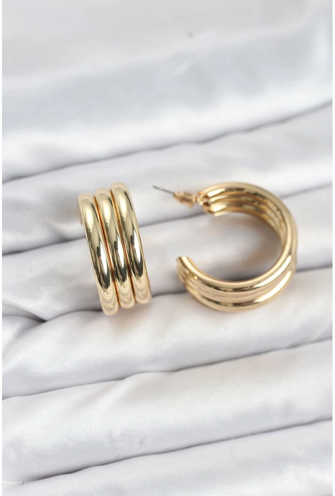 Shoecide 3lü Görünüm 316l Çelik Gold Renk Kadın Küpe