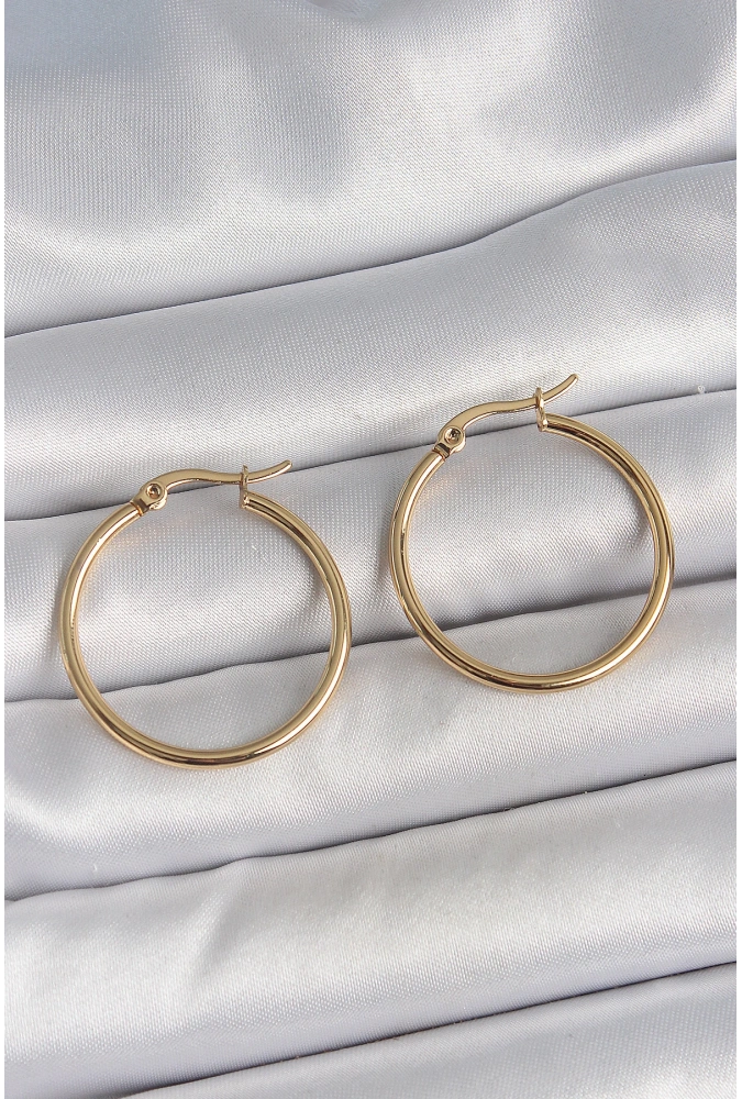 Shoecide 316 Çelik Gold Renk 27 Mm Halka Model Kadın Küpe
