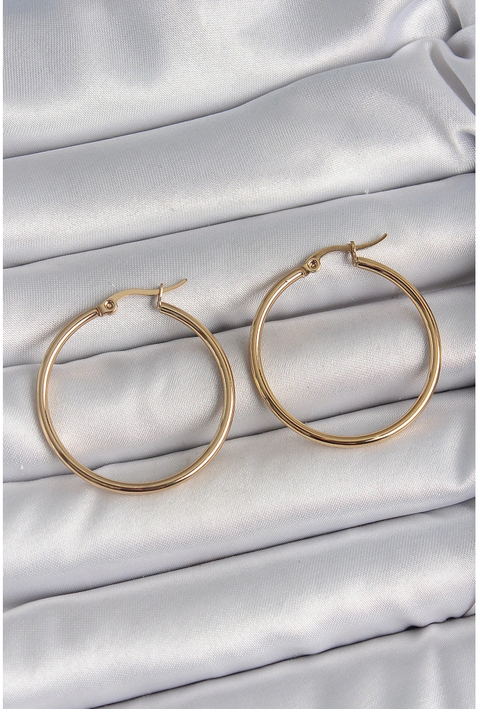 Shoecide 316 Çelik Gold Renk 33 Mm Kadın Halka Model Kadın Küpe