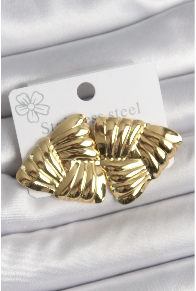 Shoecide 316 Çelik Gold Renk İşlemeli Üçgen Model Kadın Küpe