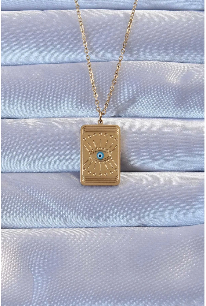 Shoecide 316l Altın Renk İşlemeli Nazarlı Göz Model Vintage Kolye