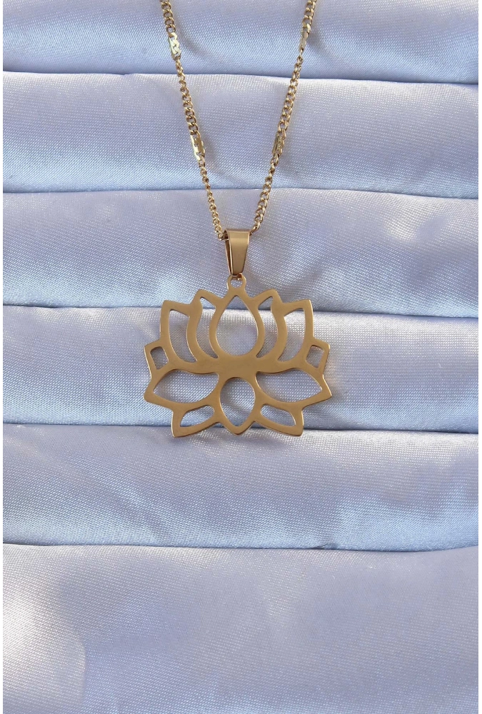 Shoecide 316l Altın Renk Lotus Kolye