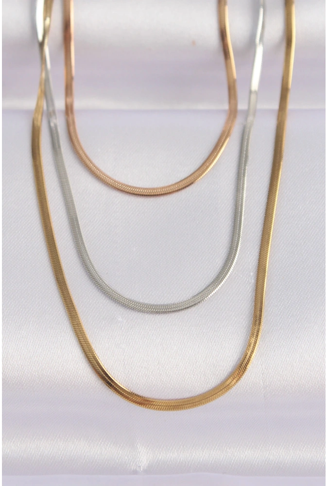 Shoecide 316l Çelik 3 Renkli İtalyan Zincir Çoklu Kolye