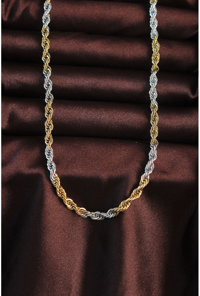 Shoecide 316l Çelik Çift Renk Burgu Tasarımlı Kolye