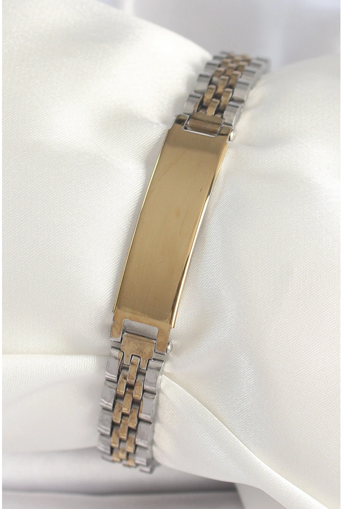 Shoecide 316l Çelik Gold Gümüş Renk Kalın Zincir Künye Model Erkek Bileklik