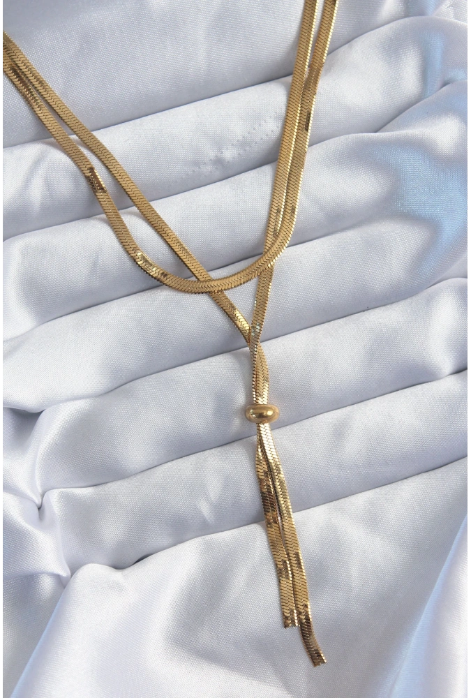 Shoecide 316l Çelik Gold Renk 2li İtalyan Zincir Asansör Model Sallantı Detay Kadın Kolye