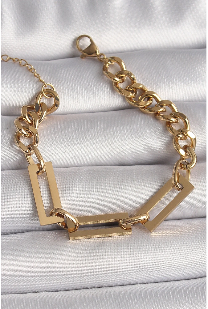 Shoecide 316l Çelik Gold Renk 2li Zincir Model Kadın Bileklik