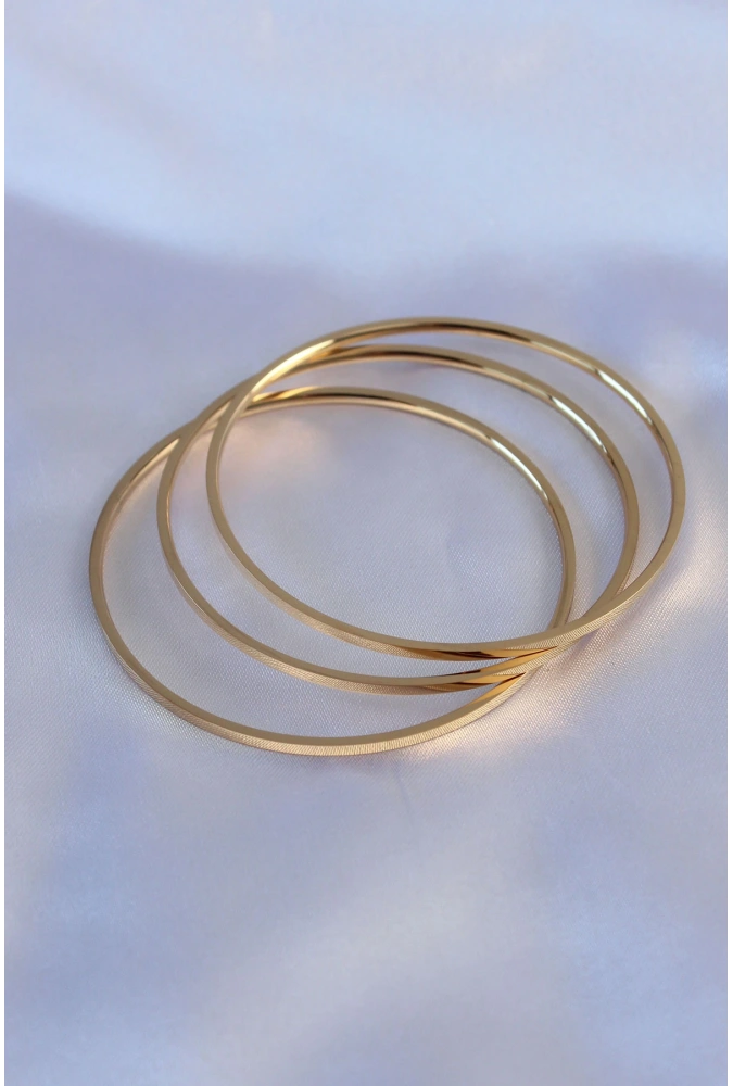 Shoecide 316l Çelik Gold Renk 3lü Ajda Model Kadın 60 Mm Bilezik