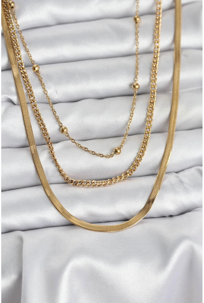 Shoecide 316l Çelik Gold Renk 3lü Kadın Kolye