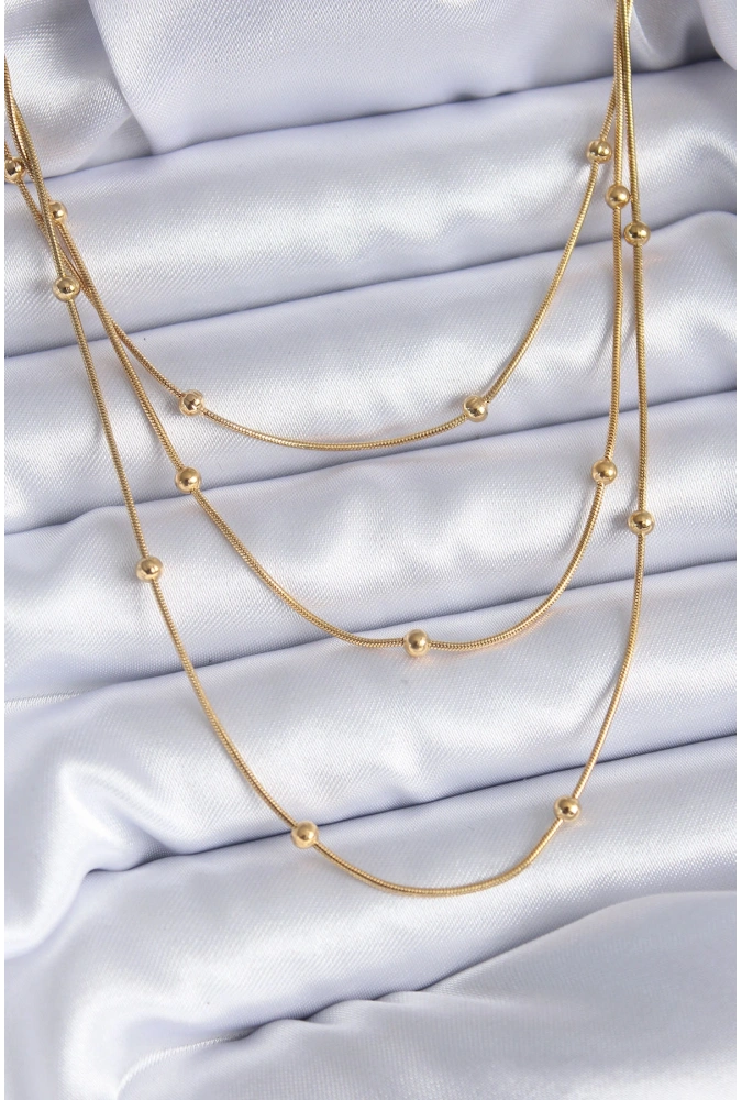 Shoecide 316l Çelik Gold Renk 3lü Minimal Toplu Kadın Kolye