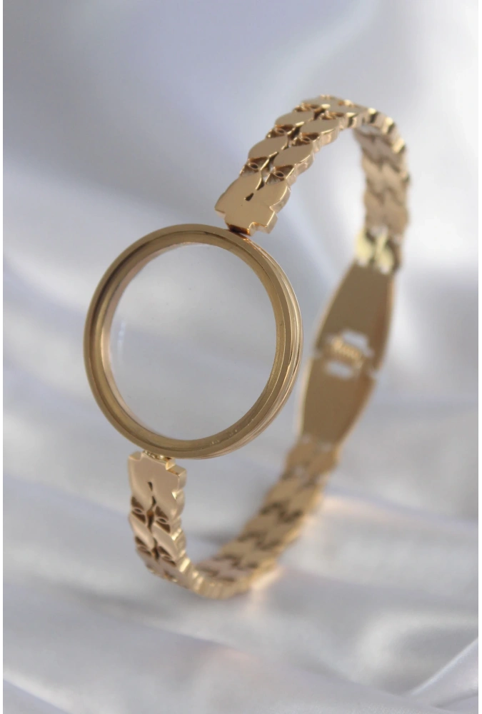 Shoecide 316l Çelik Gold Renk Arpa İşleme Açılabilir Fanus Model Kadın Kelepçe