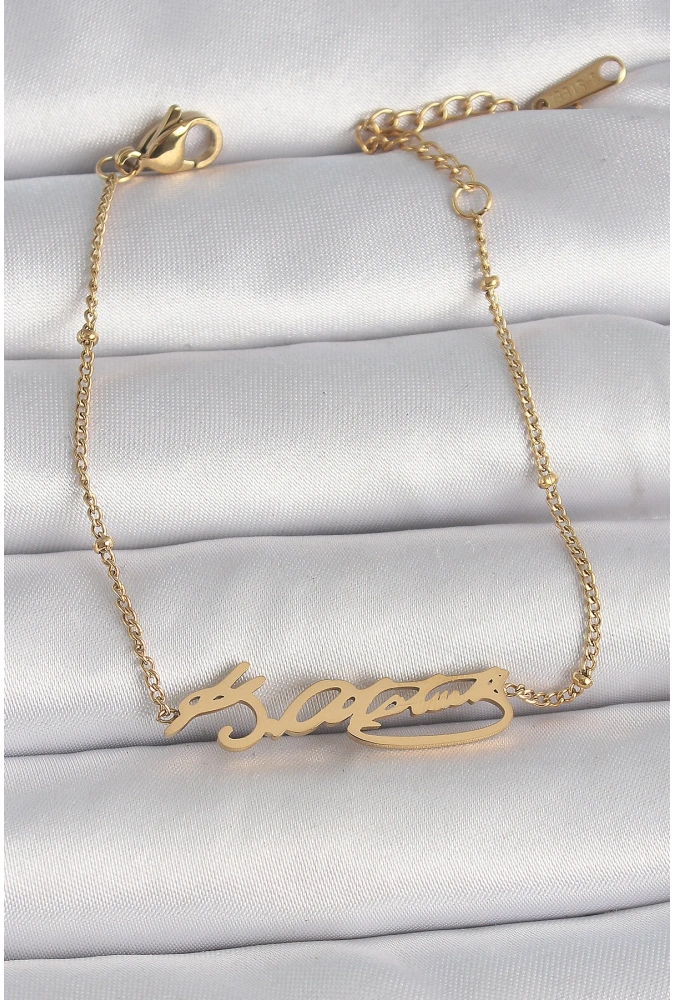 Shoecide 316l Çelik Gold Renk Atatürk İmza Model Kadın Bileklik